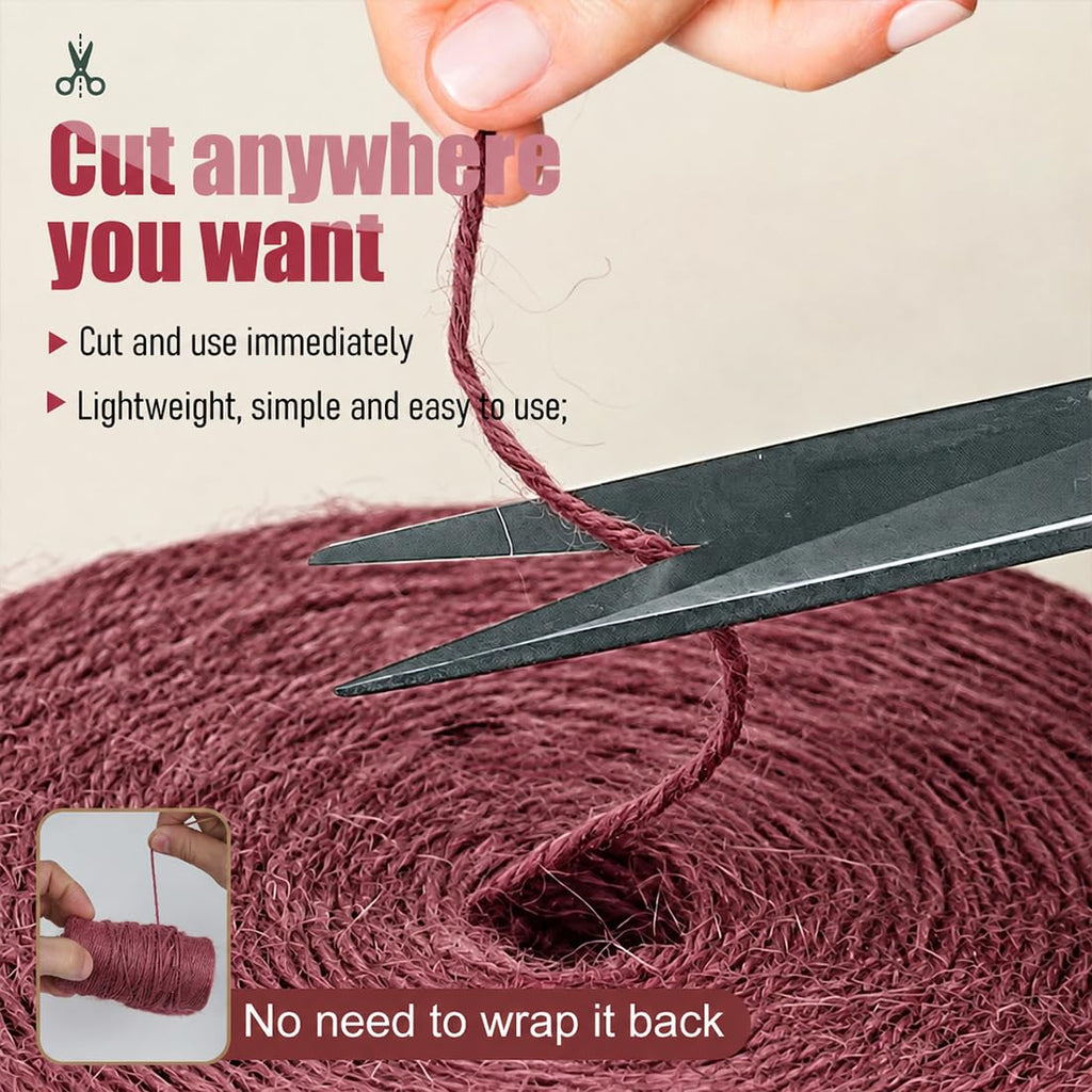 SMART&CASUAL 2mm Natural Jute Twine String Thin for Craft Plant Garden Gift Wrapping Christmas Handmade Art Decoration Packing String Home Art Decoration (Brown) (800 Ft (244M))
