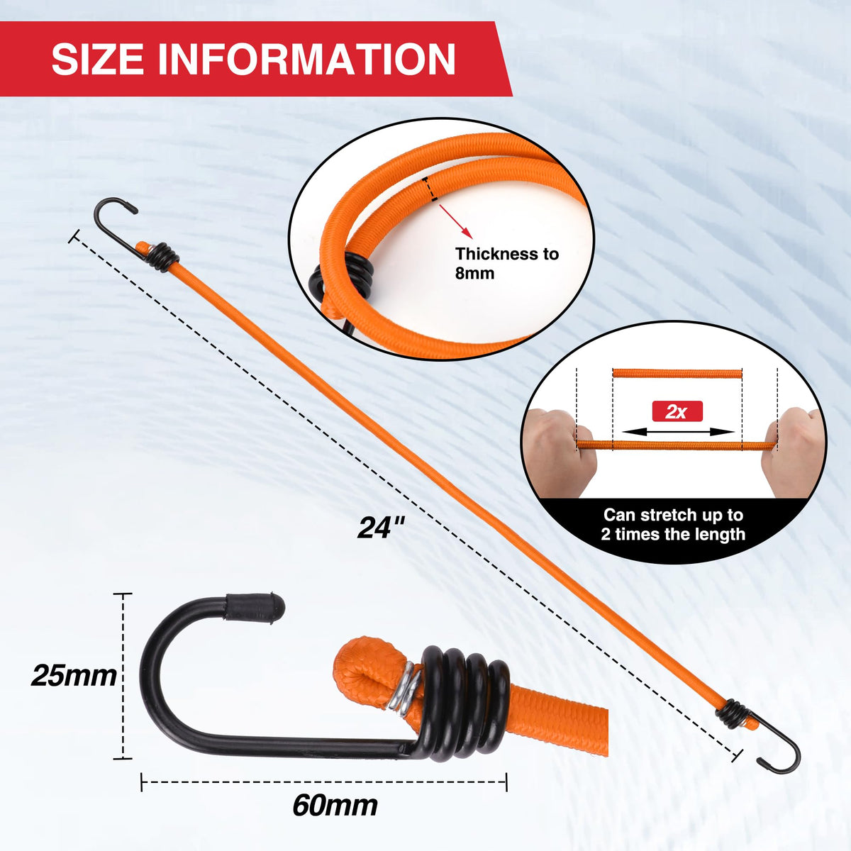 WORKPRO Bungee Cords with Hooks, Heavy Duty Outdoor Bungee Strap, 22-Piece