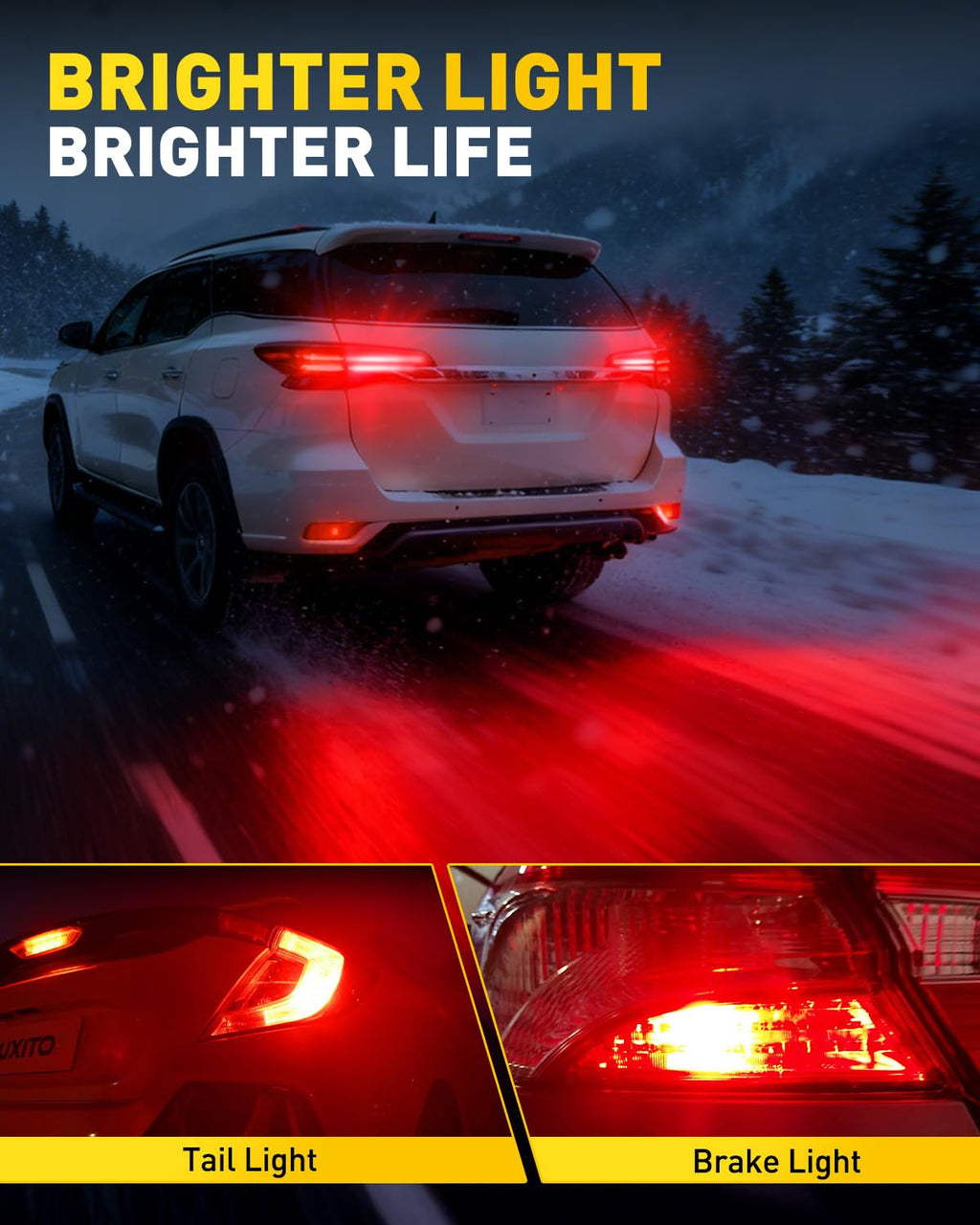 AUXITO Upgraded 7440 7443 LED Bulb Red for Tail Lights Brake Lights, Super Bright T20 W21W 7441 7444 LED Replacement for Stop Tail Brake Signal Lights, Pack of 2