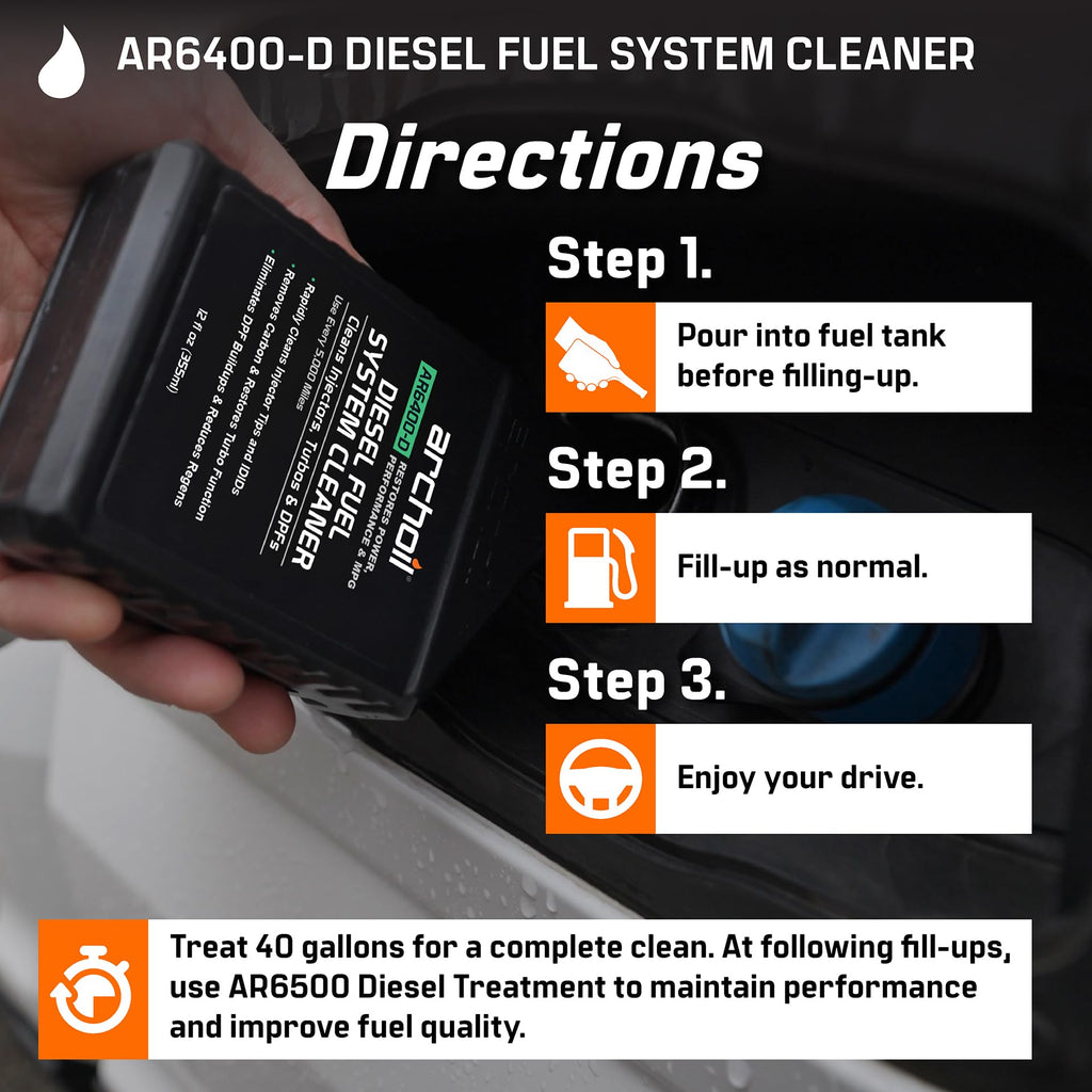 Archoil AR6400-D Diesel Fuel System Cleaner (12 oz) Deep Clean - Injector Cleaner, Turbo & DPF Deposit Control