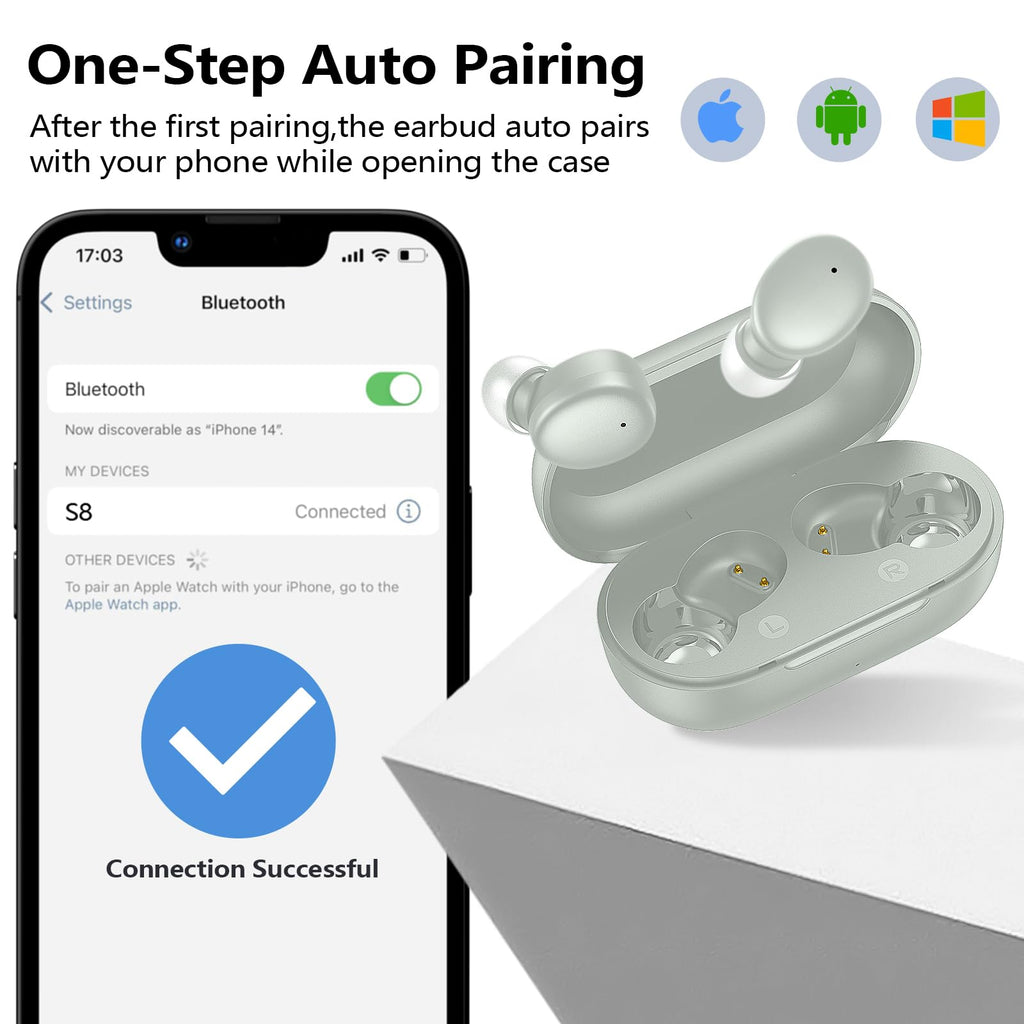 kurdene Wireless Earbuds Bluetooth 5.3 Light Weight in Ear Headphones