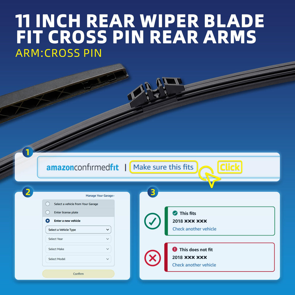 5 PLUS RearQuiet 12 Inch Rear Wiper Blade,OEM Replacement Rear Window Wiper