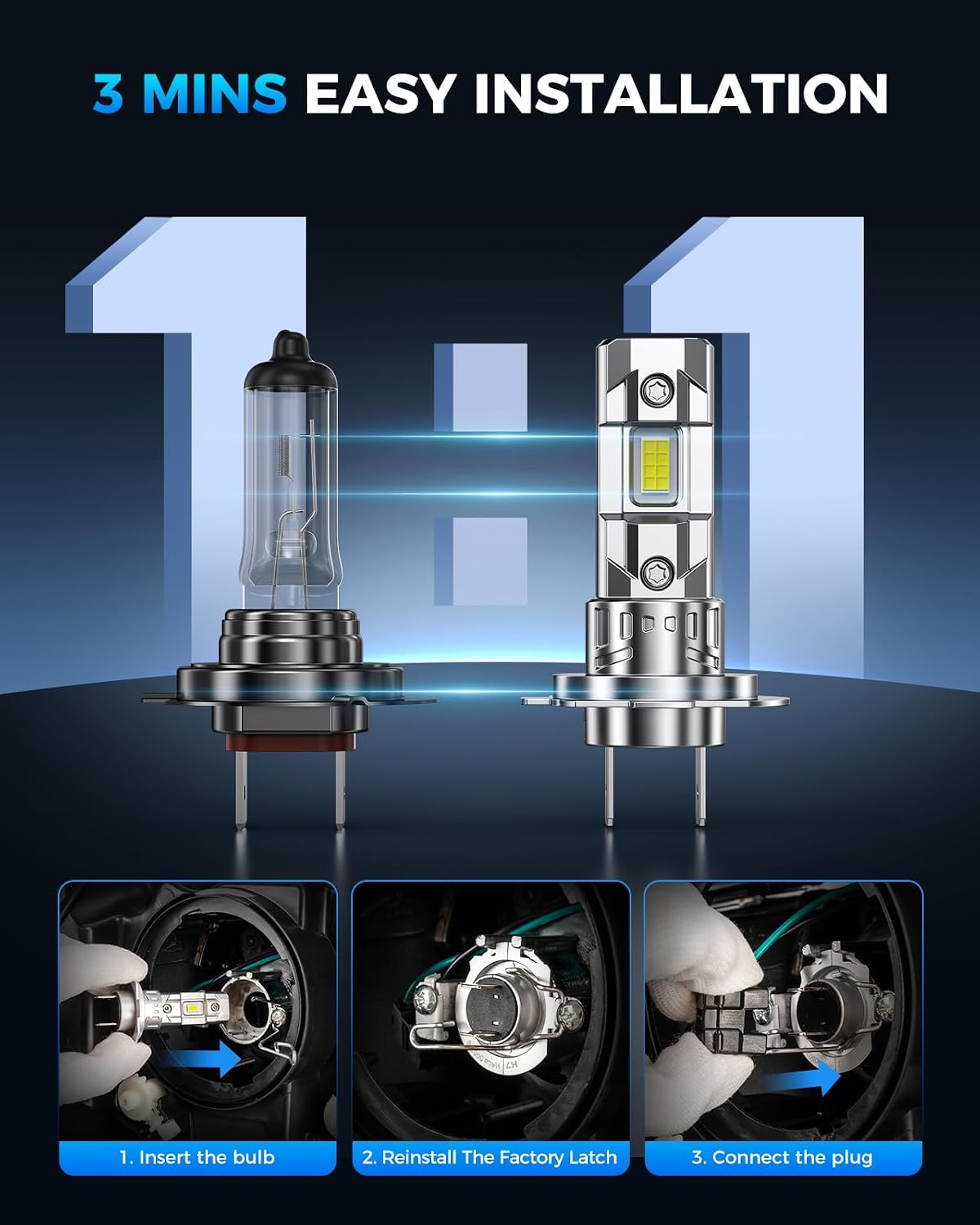 Marsauto - H7 led lights for car- High-Performance H7 Led Bulb- 2 Bulbs