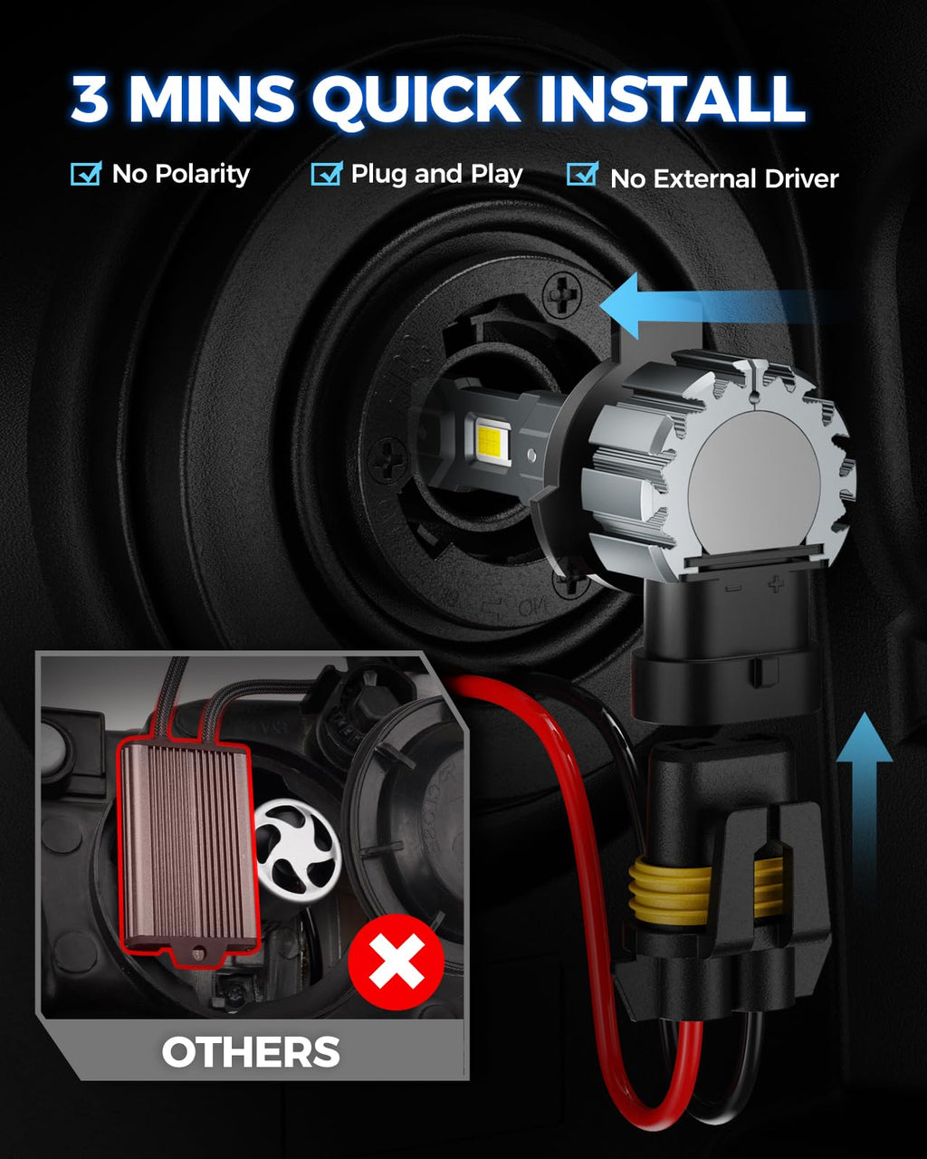 Marsauto D3S HID Bulbs, 6000K Cold White, Xenon D3S HID Bulb, 3500 Hours Longevity, Waterproof Design, 5 Minutes Installation, Pack of 2