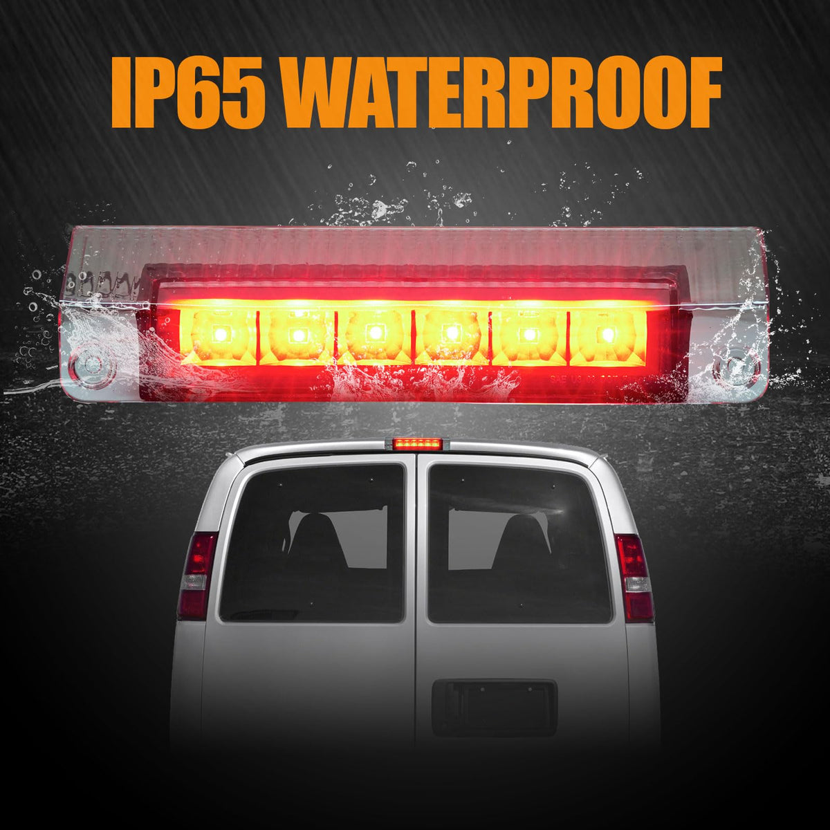 Third 3rd Brake Light, LED High Mount Stop Light for 2007-2013 Chevy Silverado/GMC Sierra 1500 2500HD 3500HD, Rear Center Cab Roof Tail Cargo Lamp, Red Lens