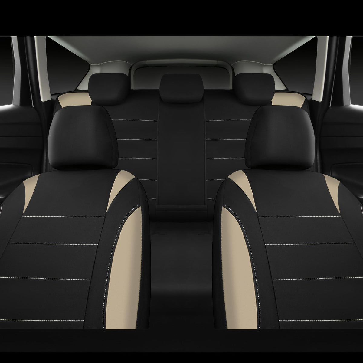 CAR PASS Waterproof Car Seat Covers Front Seats Only with 5mm Composite EVA, Neoprene Car Seat Cover with Separate Headrest Cover, Quick Setup Universal Fit for Car SUV Trucks,Airbag Compatible（Gray