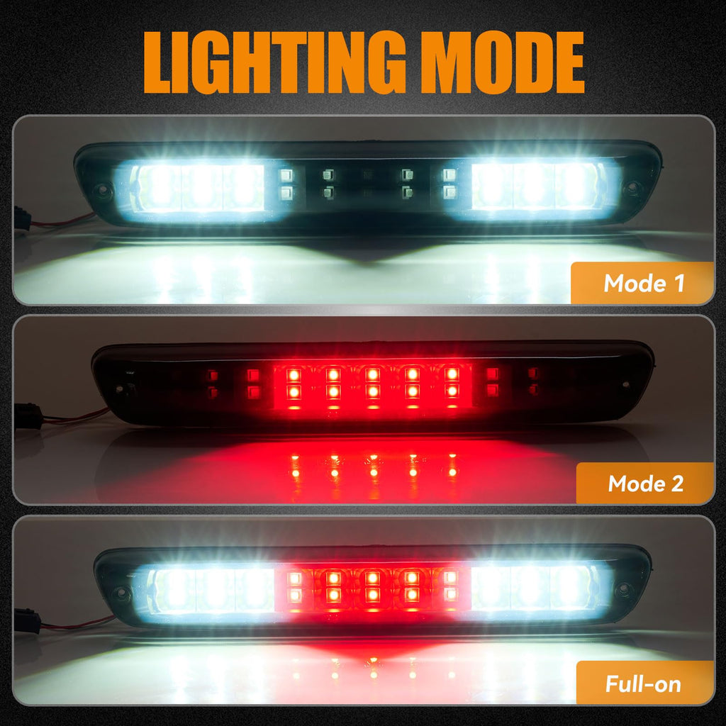 Third 3rd Brake Light, LED High Mount Stop Light for 1999-2007 Chevy Silverado GMC Sierra 1500 2500 3500 HD Classic, Rear Center Cab Roof Tail Cargo Lamp, Smoke Lens