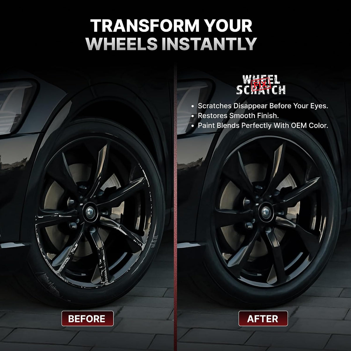 Wheel Scratch Fix® Gloss Black Rim Touch Up Paint, Wheel Scratch Repair Kit