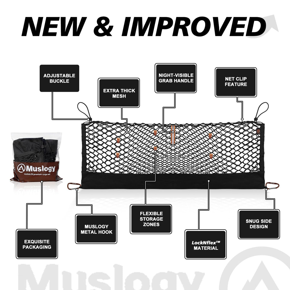 Muslogy Cargo Net for 2013-2026 Chevy Silverado GMC Sierra 1500/2500/3500HD