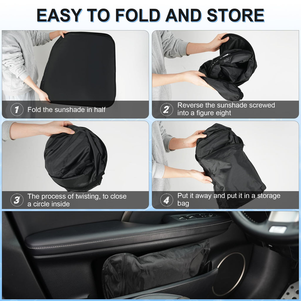 SINGARO 300T Universal Car Windshield Sun Shade, Foldable Reflective for Windshield & Window Shades with Overlapping Design, Car Interior Accessories (58" L x 32" W)
