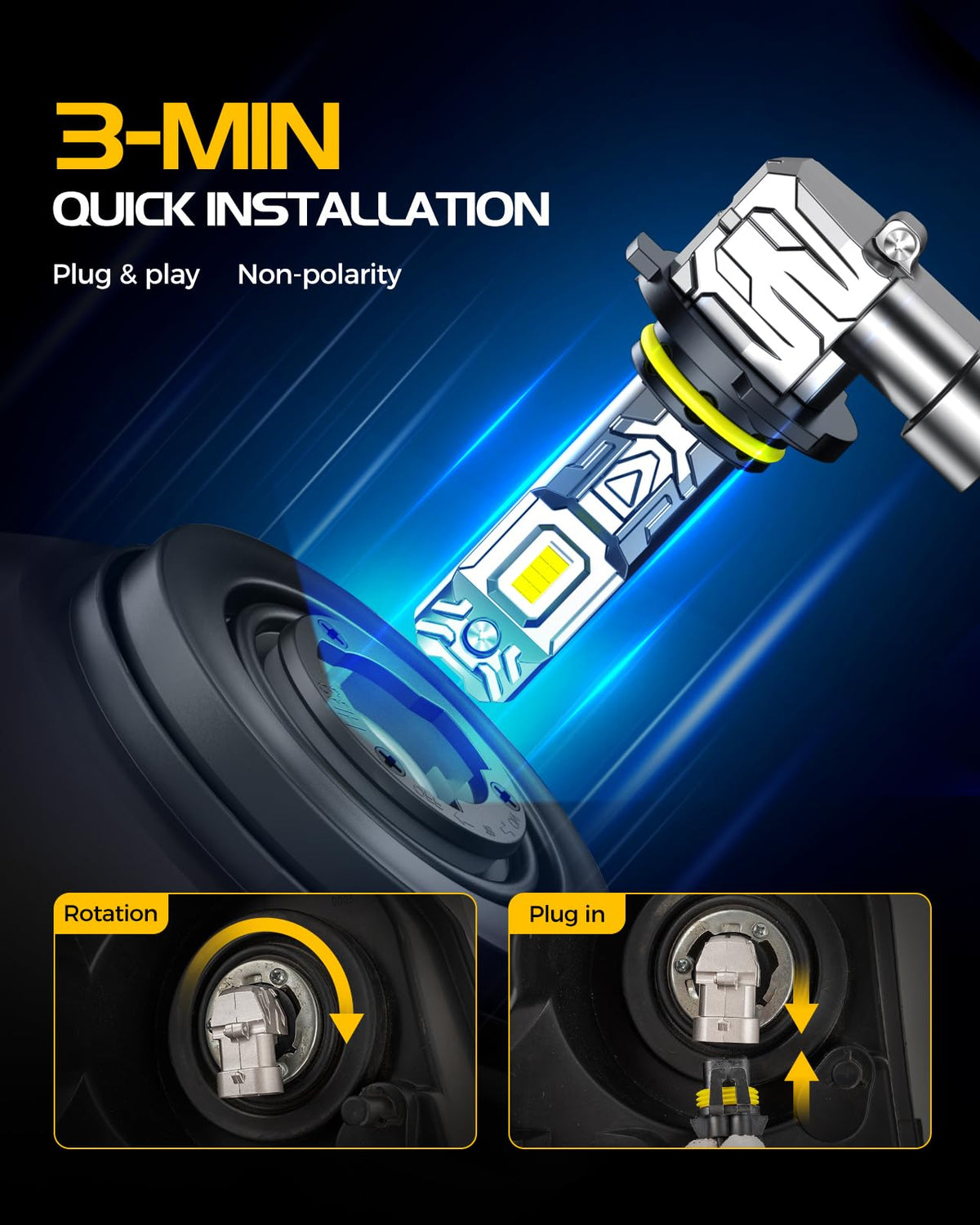 H7 Light Bulbs, 8X Ultra Brightness 60,000LM h7 Lights, 6500K Cool White Bulbs, Real 1:1 Mini Size Plug and Play, IP68 Waterproof, Pack of 2