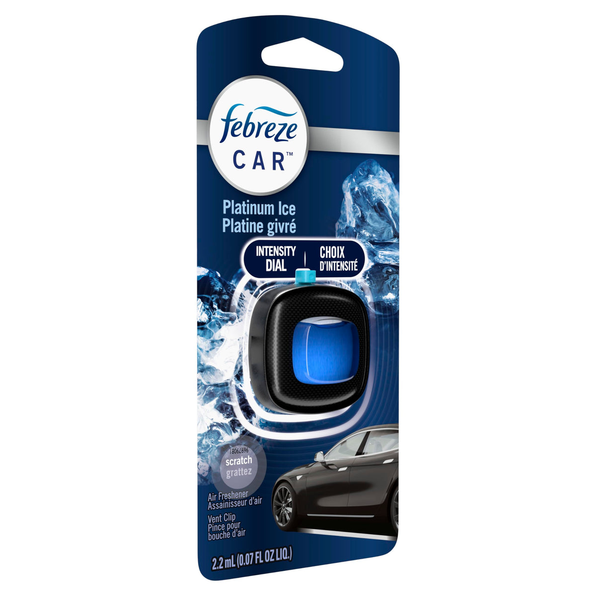 Febreze Car Air Freshener Vent Clip Platinum Ice Scent, .07 oz. Car Vent Clip, Pack of 4