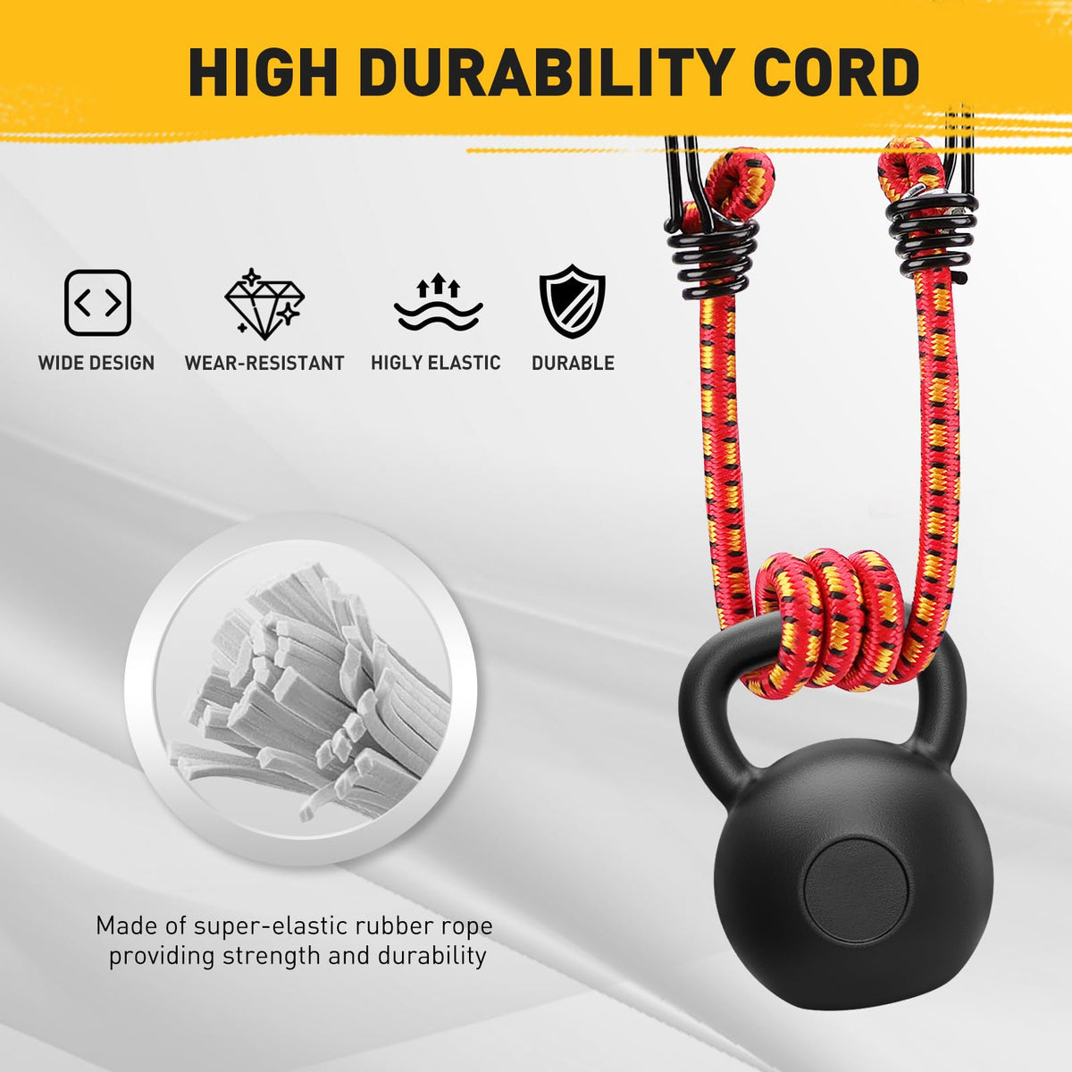 Bungee Cords Heavy Duty Outdoor: 20 Pcs Premium Rubber Bungee Cords with Hooks in a Storage Jar Includes 10", 18", 24", 30", 36", 48" Bungee Cord for Camping, Tent, Fastening Items