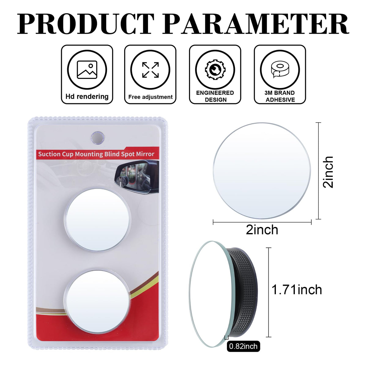 LivTee Blind Spot Car Mirror, HD Glass Frameless Convex Side Mirror Blindspot, Wide Angle Rear View Mirrors for SUVs, Trucks and RVs - Car Accessories