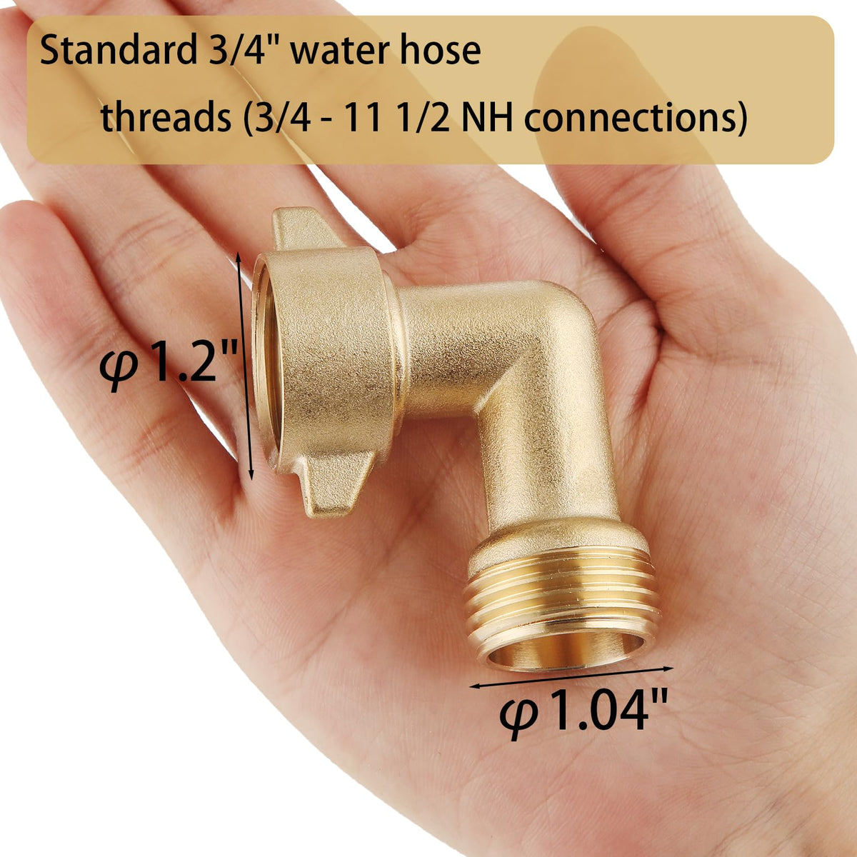 90-Degree Hose Elbow For RVs — Solid Brass Construction