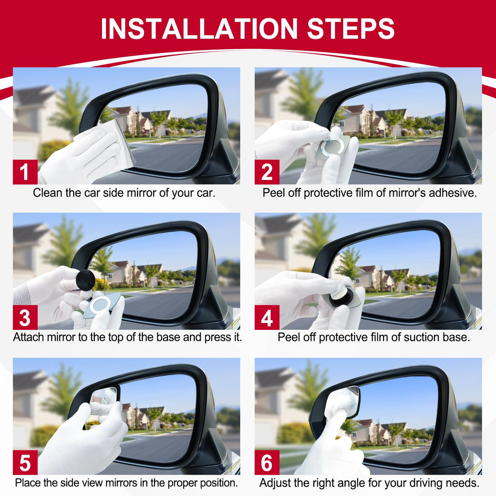 LivTee Blind Spot Mirror, 2" Round HD Glass Frameless Convex Rear View Mirrors Exterior Accessories with Wide Angle Adjustable Stick for Car SUV and Trucks, Pack of 2