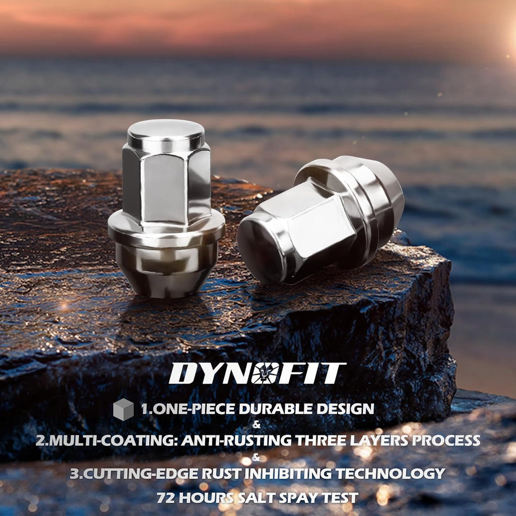 dynofit 24pcs 14x1.5 OEM/Stock Lug Nuts for 2015-2026 Expedition/F-150, M14-1.5 One-Piece Design Factory Chrome Wheel Lugnuts for Lincoln 2015-2026 Navigator, 21mm Hex Anti-Rusting Updated