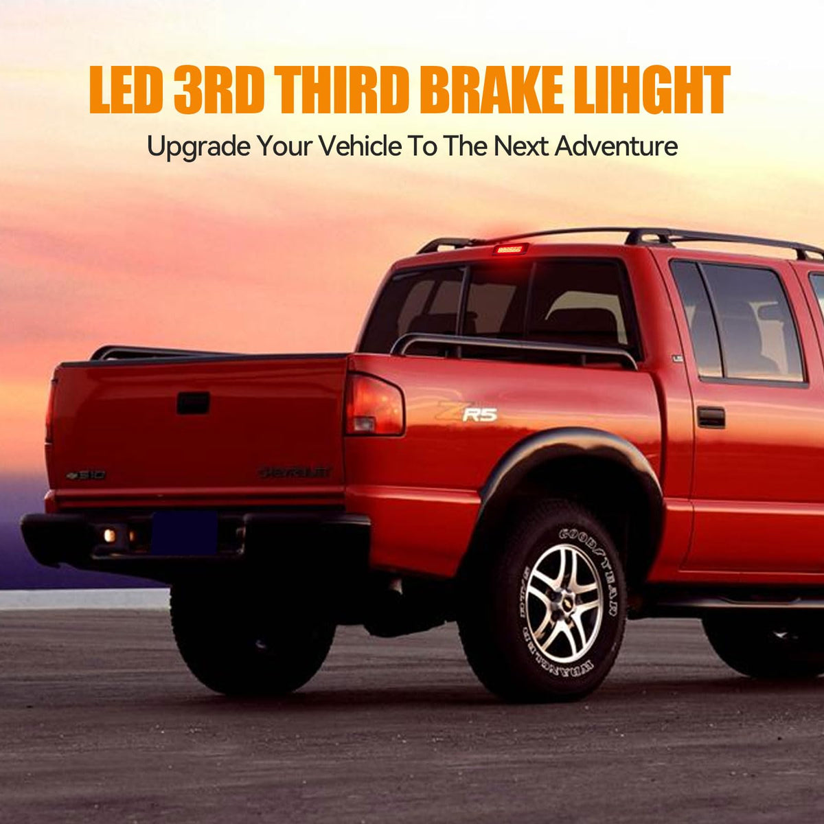 Third 3rd Brake Light, LED High Mount Stop Light for 2007-2013 Chevy Silverado/GMC Sierra 1500 2500HD 3500HD, Rear Center Cab Roof Tail Cargo Lamp, Red Lens