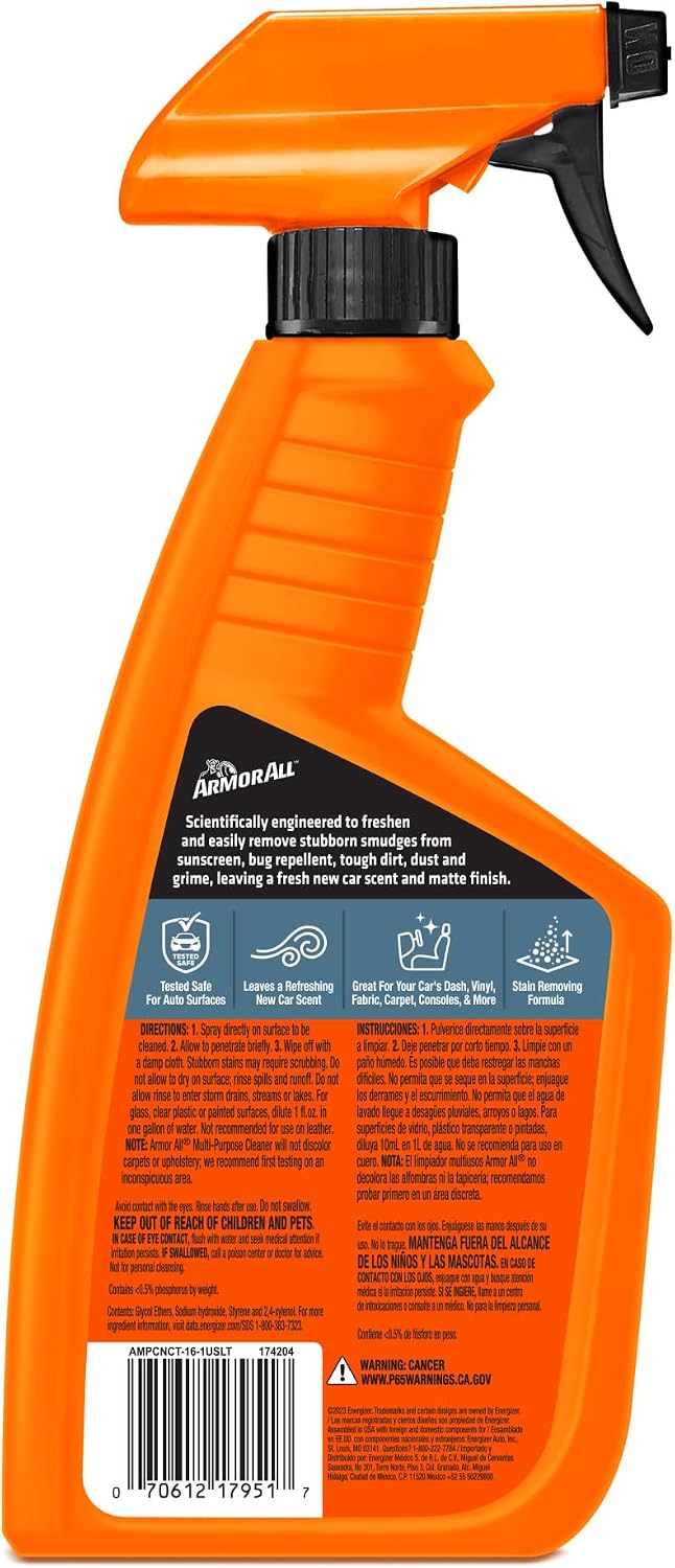 Armor All Multi-Purpose Car Cleaner Spray, New Car Scent, 16 Fl Oz