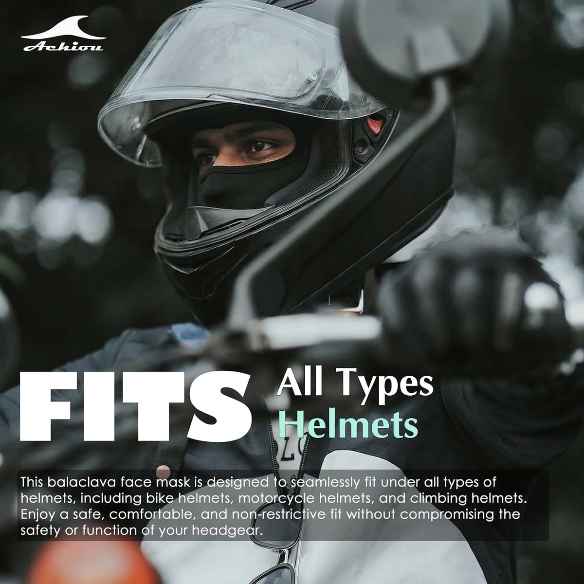 Achiou Ski Mask Balaclava Shiesty, Cooling Ice Silk Motorcycle Face Cover