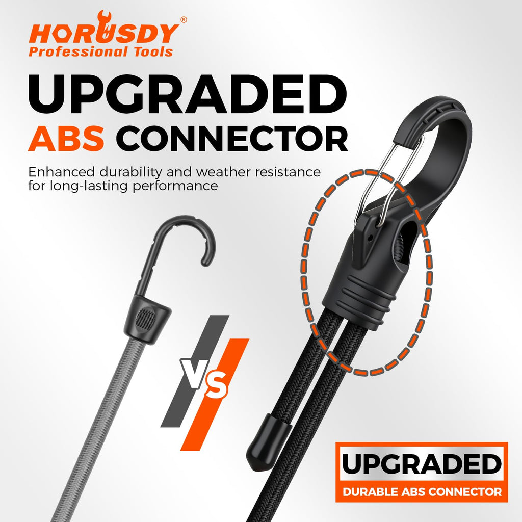 HORUSDY 31-Piece Premium Bungee Cords Assortment Jar, Includes 10”,18”,24”,32”,40” Bungee Cords, 6“ Zip Ties, 8”Canopy/Tarp Ball Ties and Crocodile Mouth Tarp Clips