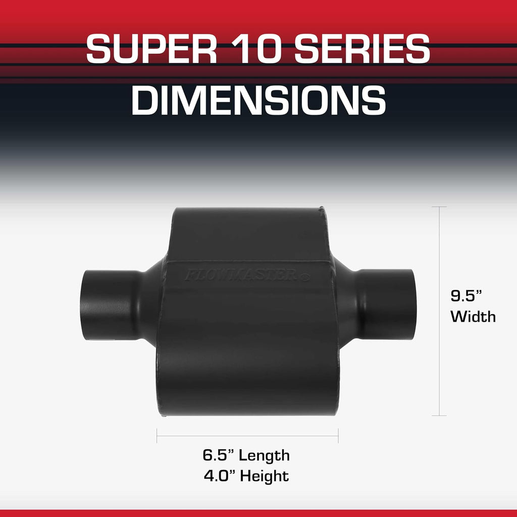 Flowmaster Super 10 Series Muffler – 2.50" Center In / 2.50" Center Out