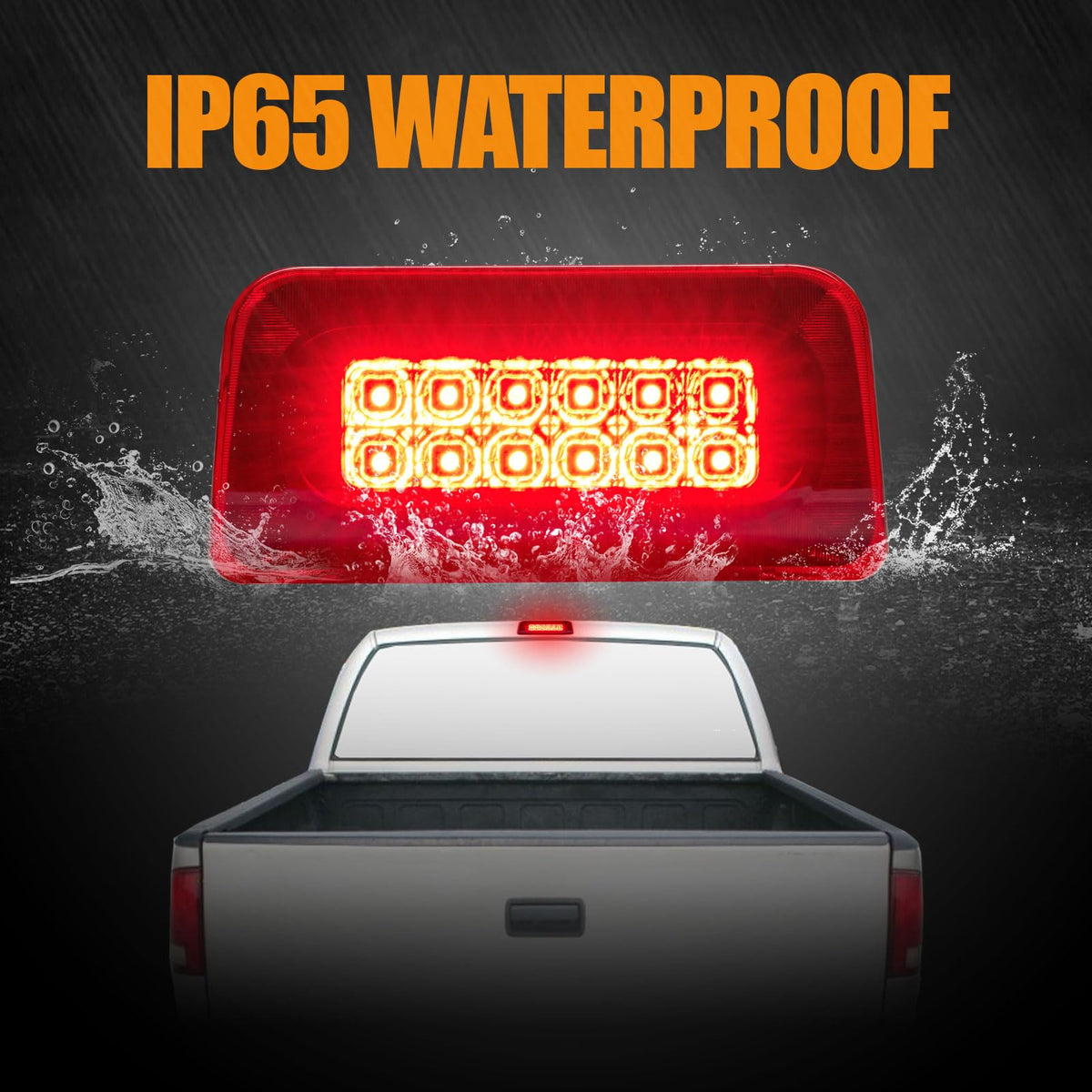 Third 3rd Brake Light, LED High Mount Stop Light for 2007-2013 Chevy Silverado/GMC Sierra 1500 2500HD 3500HD, Rear Center Cab Roof Tail Cargo Lamp, Red Lens
