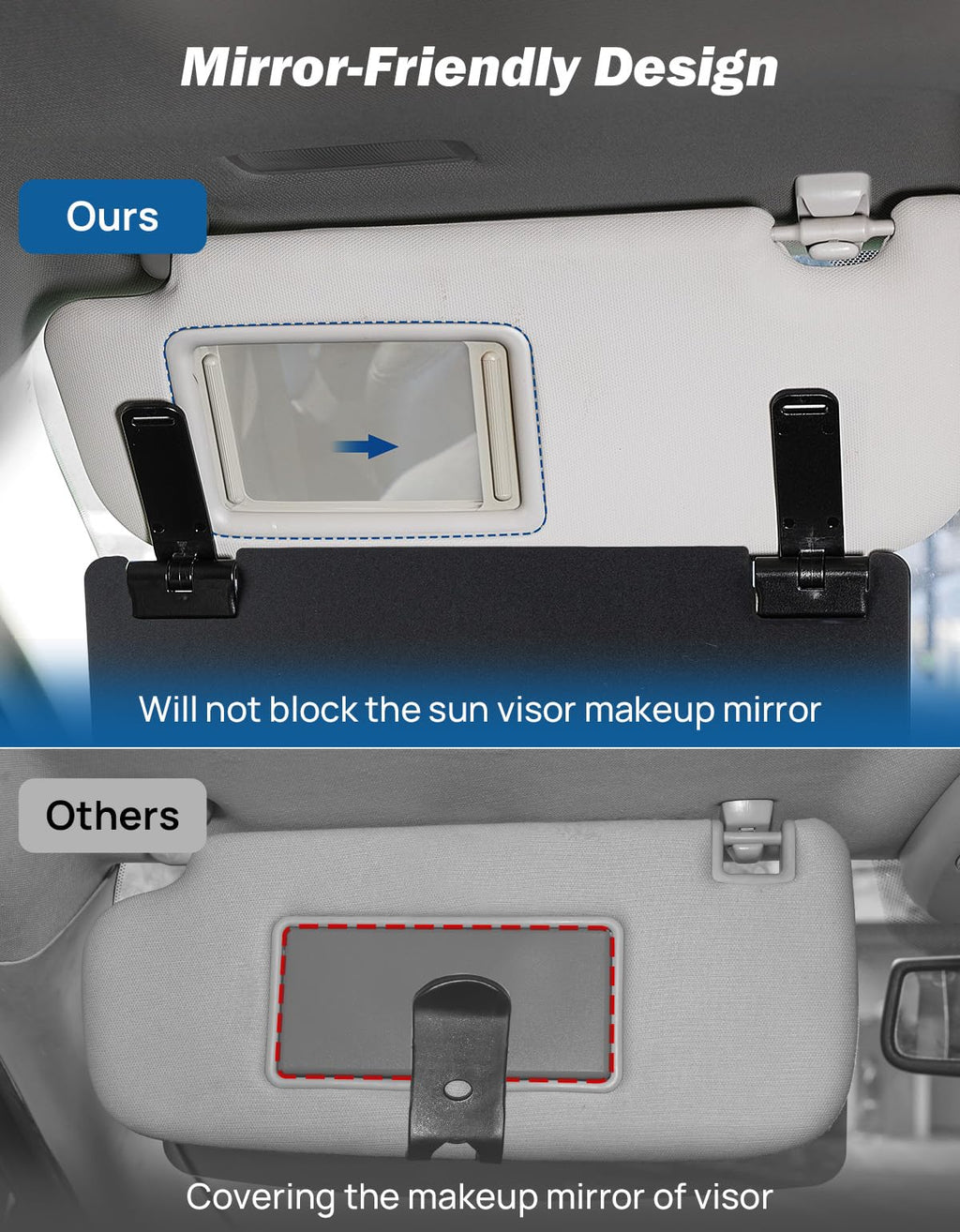JOYTUTUS Sun Visor Extender for Cars, Polarized Sun Visor Extender Universal Sun Blocker UV400, Adjustable Visor Extension for Car Visor,Double-Clip,Anti Glare Stray Light