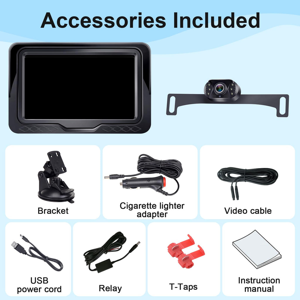 HD 1080P Backup Camera Plug & Play: Fast 60FPS Smooth Real-Time Clear View