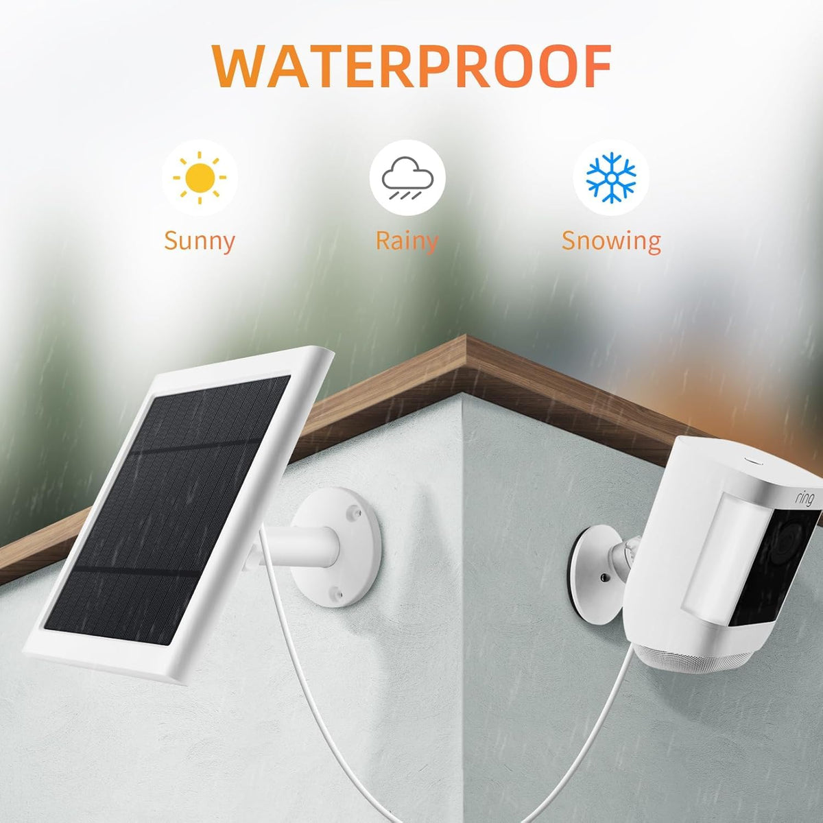 Solar Panel for Ring Camera, 2 Pack 4W Solar Charger with 10FT Cable, USB-C to Barrel Plug Adapter, Compatible with Ring Stick Up Cam Battery/Pro, Spotlight Cam Battery/Plus/Pro, Reolink Argus Pro