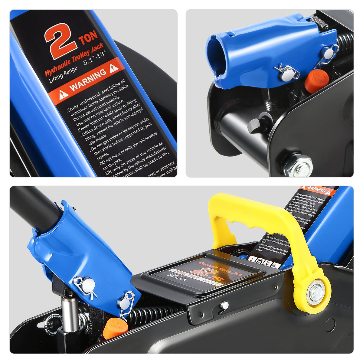 DNA Motoring TOOLS-00234 Low Profile Hydraulic Trolley Service/Floor Jack, 2 Ton (4000 lbs) Capacity, Lifting Range 5.1"-13", Black