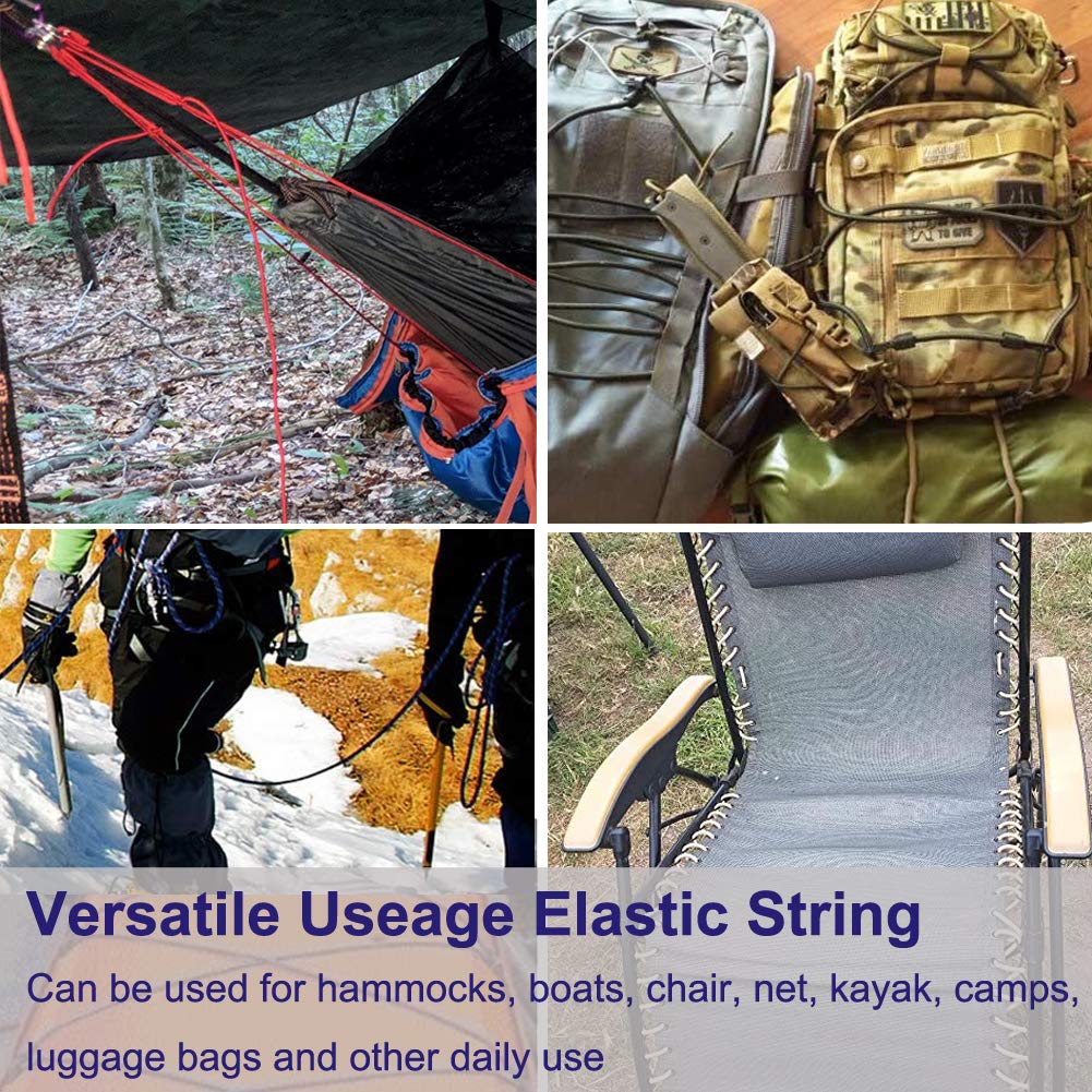 1/8" x 25' Bungee Shock Cord - Elastic Nylon Cords Kayak Stretch String Rope & Tie Down Trailer Strap, Marine Grade