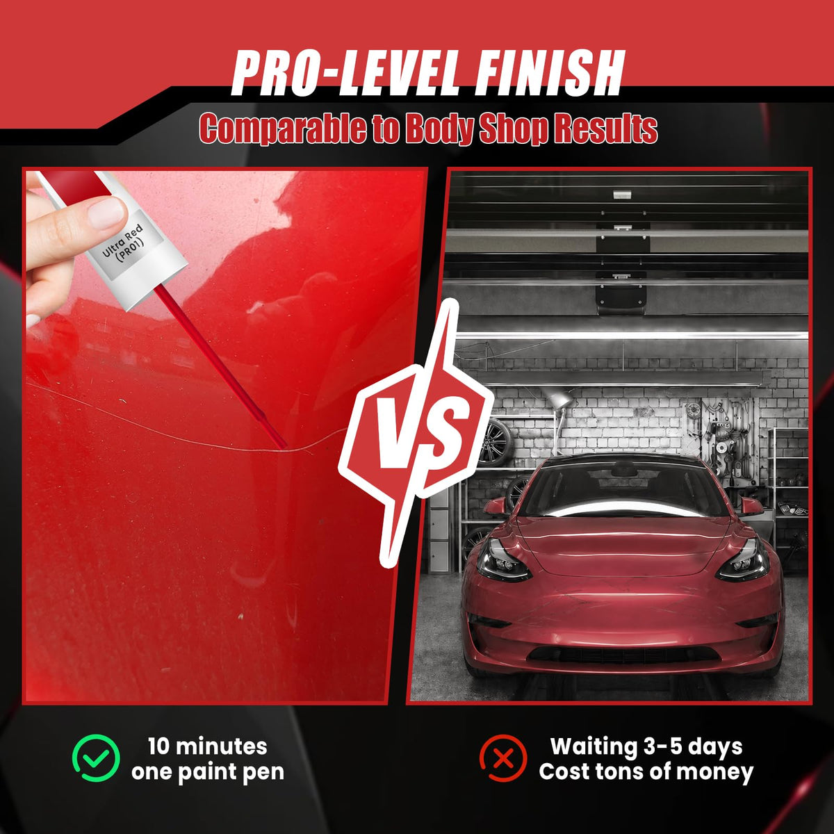 Touch Up Paint for Cars (Pearl White Multi-Coat PPSW), Compatible with Tesla Model Y/3/X/S, 0.4 fl oz Color Accurate 2-in-1 Car Paint Scratch Repair Pen, Easy to Use, Fast-Drying, Long-Lasting