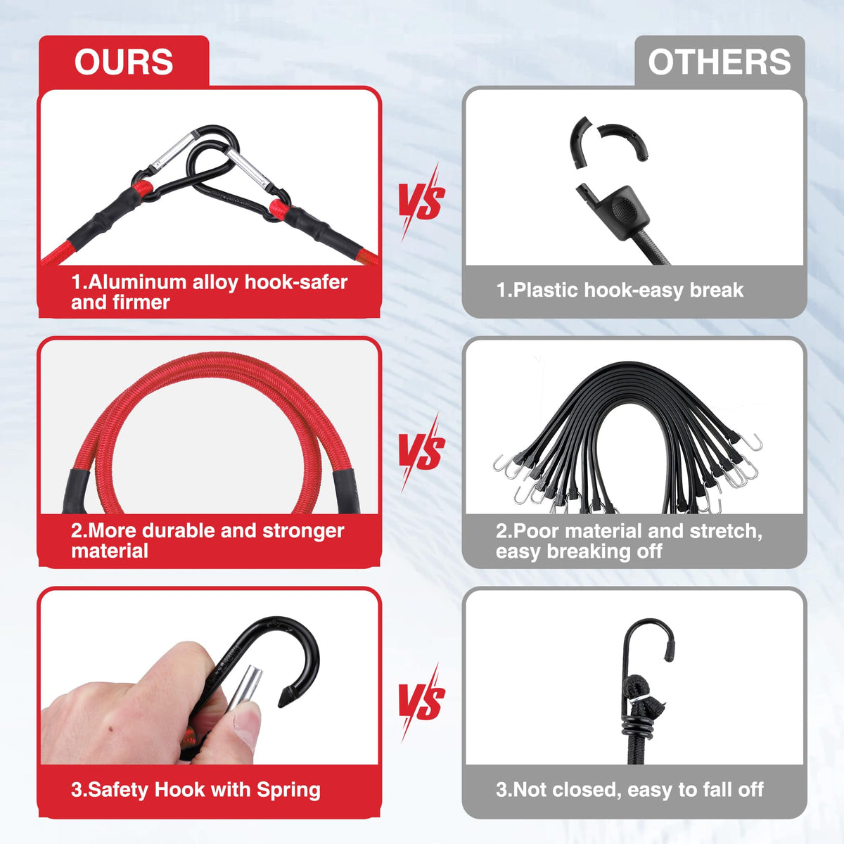 WORKPRO Bungee Cords with Hooks, Heavy Duty Outdoor Bungee Strap, 22-Piece