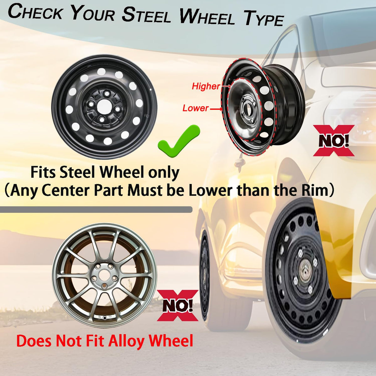 16 inch Hubcaps ABS Replacement for Steel Wheel（Non-Alloy） Snap-on Set of 4