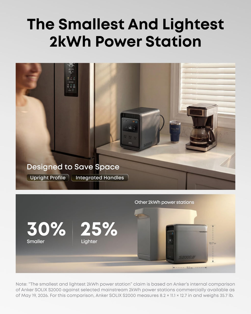 Anker SOLIX S2000 Portable Power Station, 2,010Wh, 1,500W