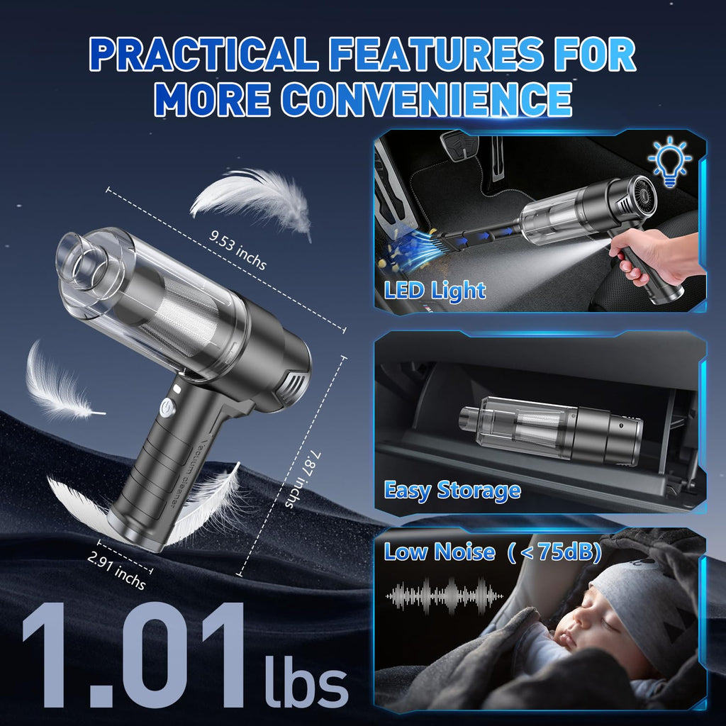 KMM Handheld Car Vacuum Cleaner, Hand Held Vacuum Cleaner and Air Duster