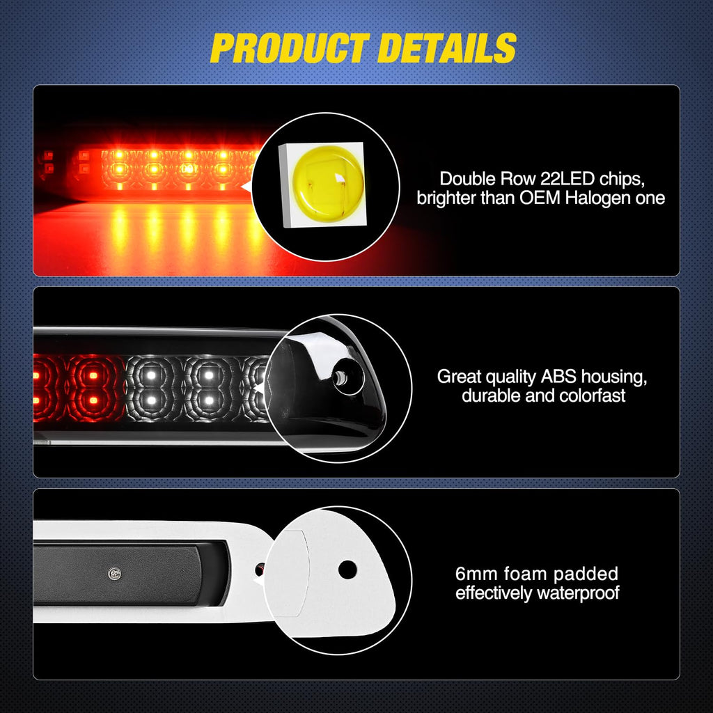 Nilight Third Brake Light for Ford F-150 2009-2014, Smoked Lens