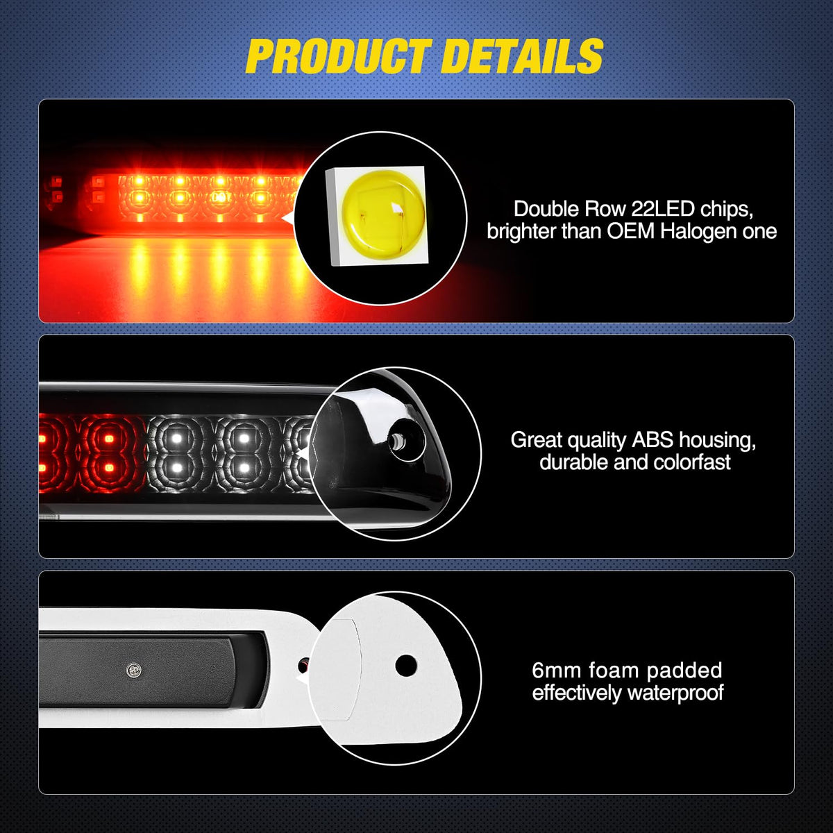 Nilight Third Brake Light for Ford F-150 2009-2014, Smoked Lens