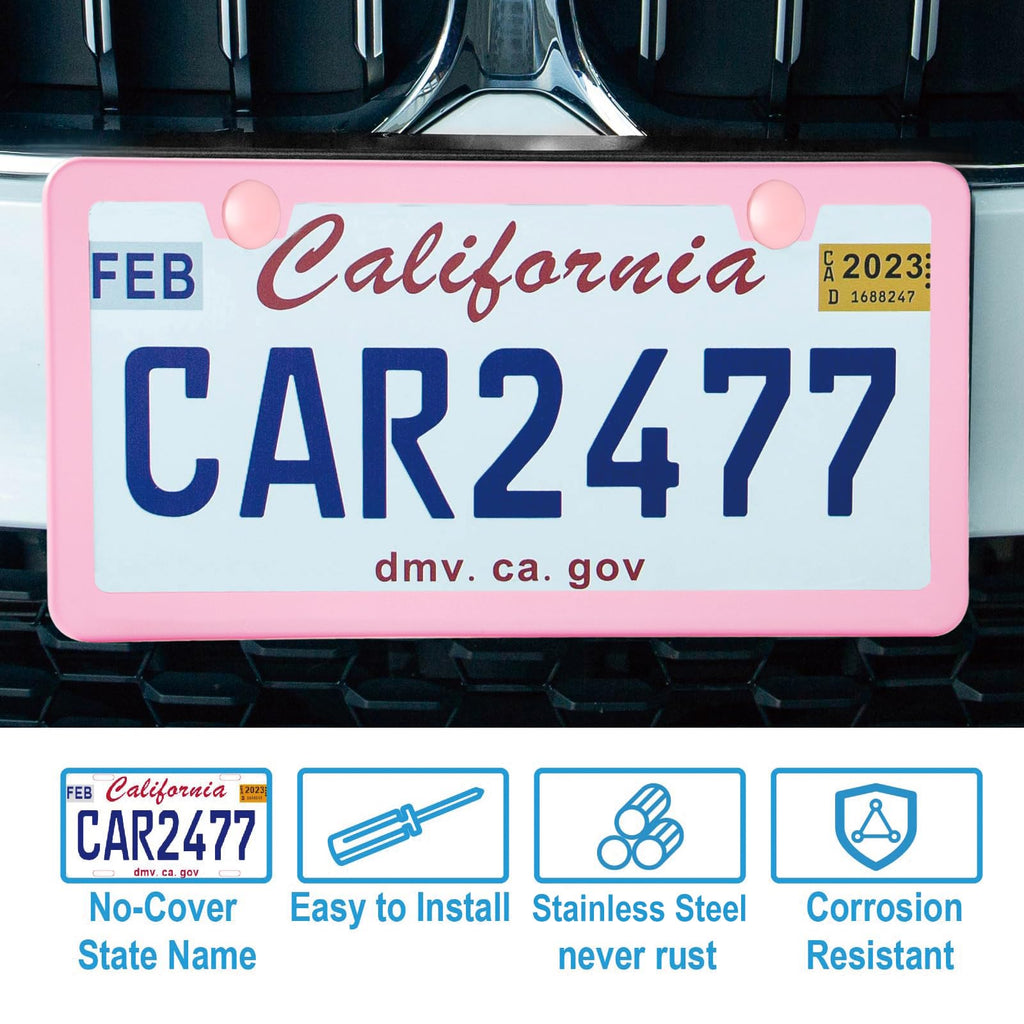 2PCS Premium Matte Black License Plate Frames, Solid Rust-Proof Aluminum Holder with 2 Holes, Universal Car Frame for Women and Man, Including Screws, by Lengnoyp.