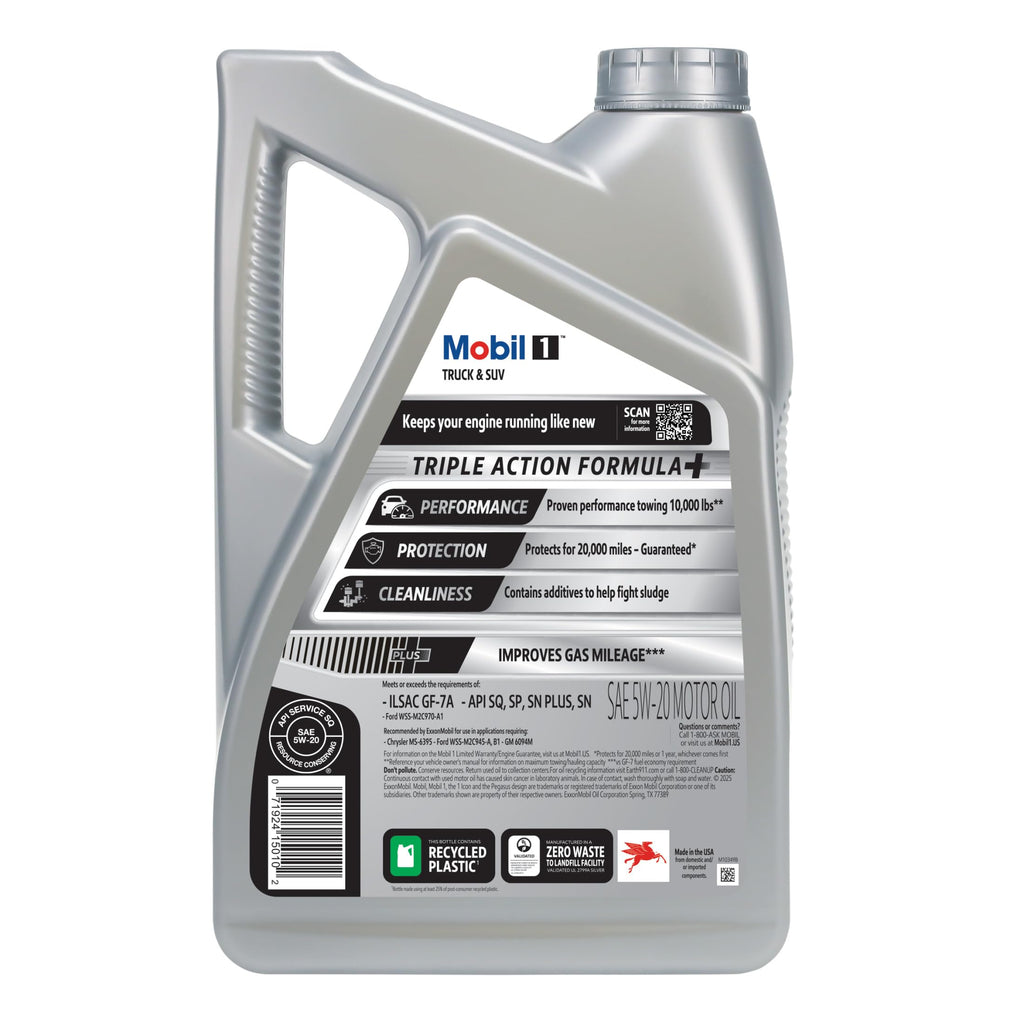 Mobil 1 Truck & SUV Full Synthetic Motor Oil 0W-20, 5 Quart