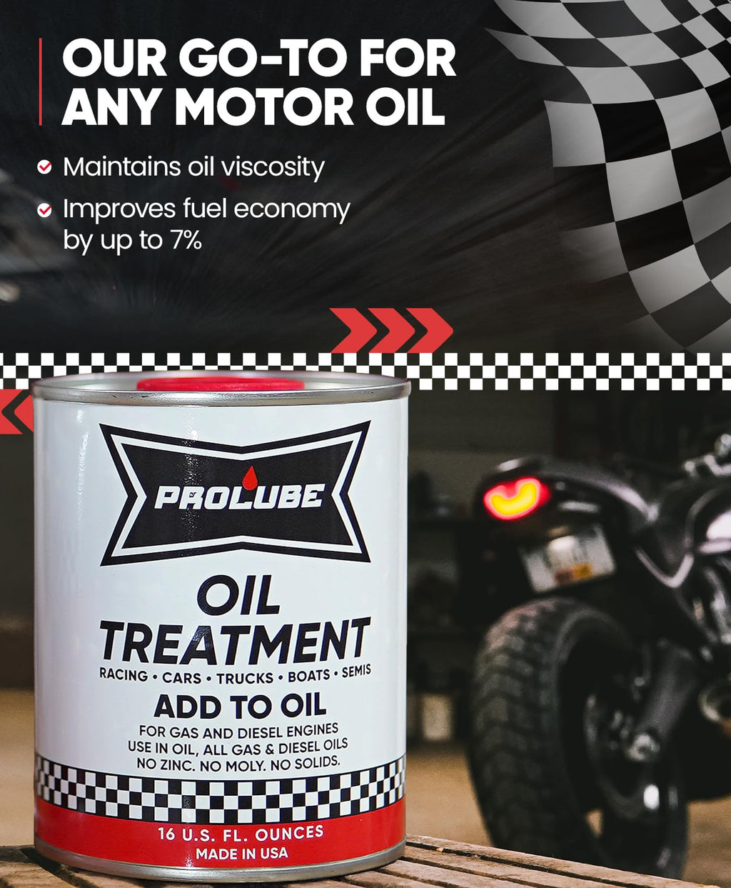 Prolube Oil Treatment - Engine Oil Additive for Gas & Diesel Engines - Reduces Wear, Noise, Vibration - Boosts Fuel Economy & Horsepower - Works on Transmissions & Differentials (1QT)