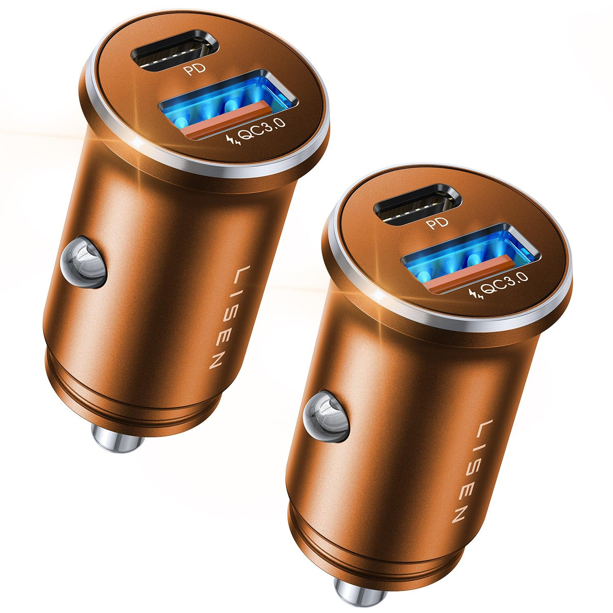LISEN Car Charger USB C, 69W Cigarette Lighter USB Charger Adapter, 2 Pack