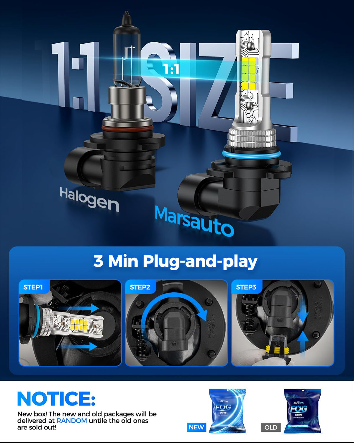 Marsauto D3S HID Bulbs, 66340 42403 42302 (42403C1) for HID Xenon, 6000K Cold White 35W Light Bulb, Plug and Play, Pack of 2
