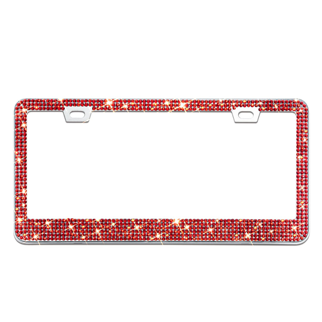 Bling License Plate Frame for Women, 1PCS Sparkly License Plate Frames| Over 1200 pcs 14 Facets Bedazzled Clear Glass Rhinestone Crystals w/Free Glitter Diamond Box (Black)