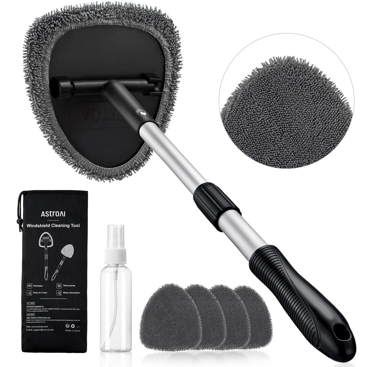 AstroAI 21" Extra-Long Windshield Cleaner Tool & Car Interior Detailing Kit