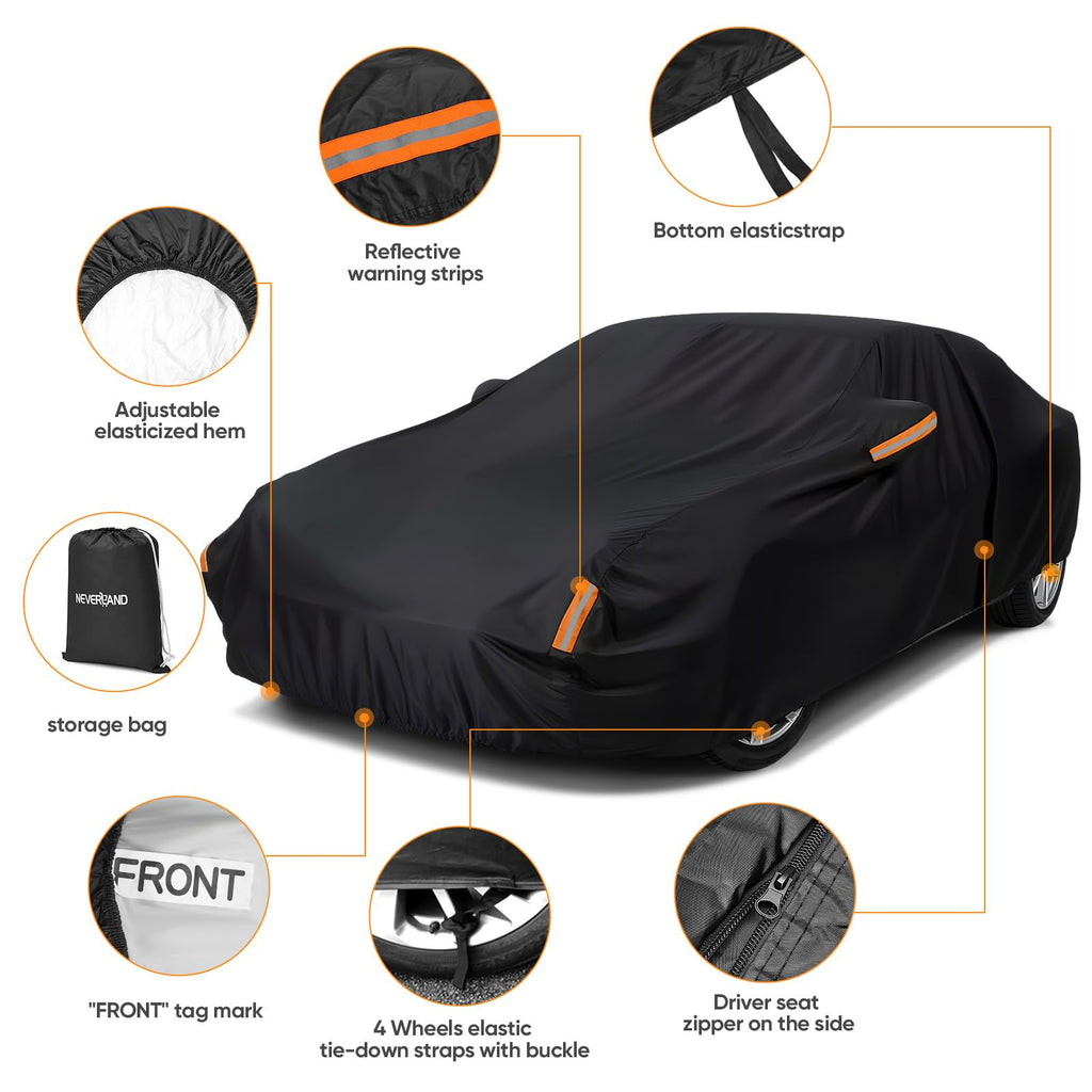 NEVERLAND Car Cover Waterproof All Weather for Sedan 183''L x 70''W x 59''H