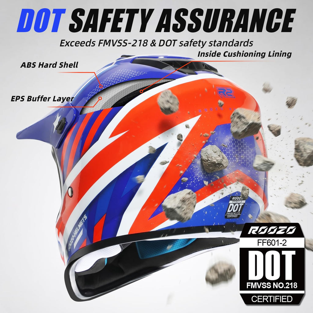 Youth Kids Dirt Bike Helmet DOT Approved, Full Face Motocross Set