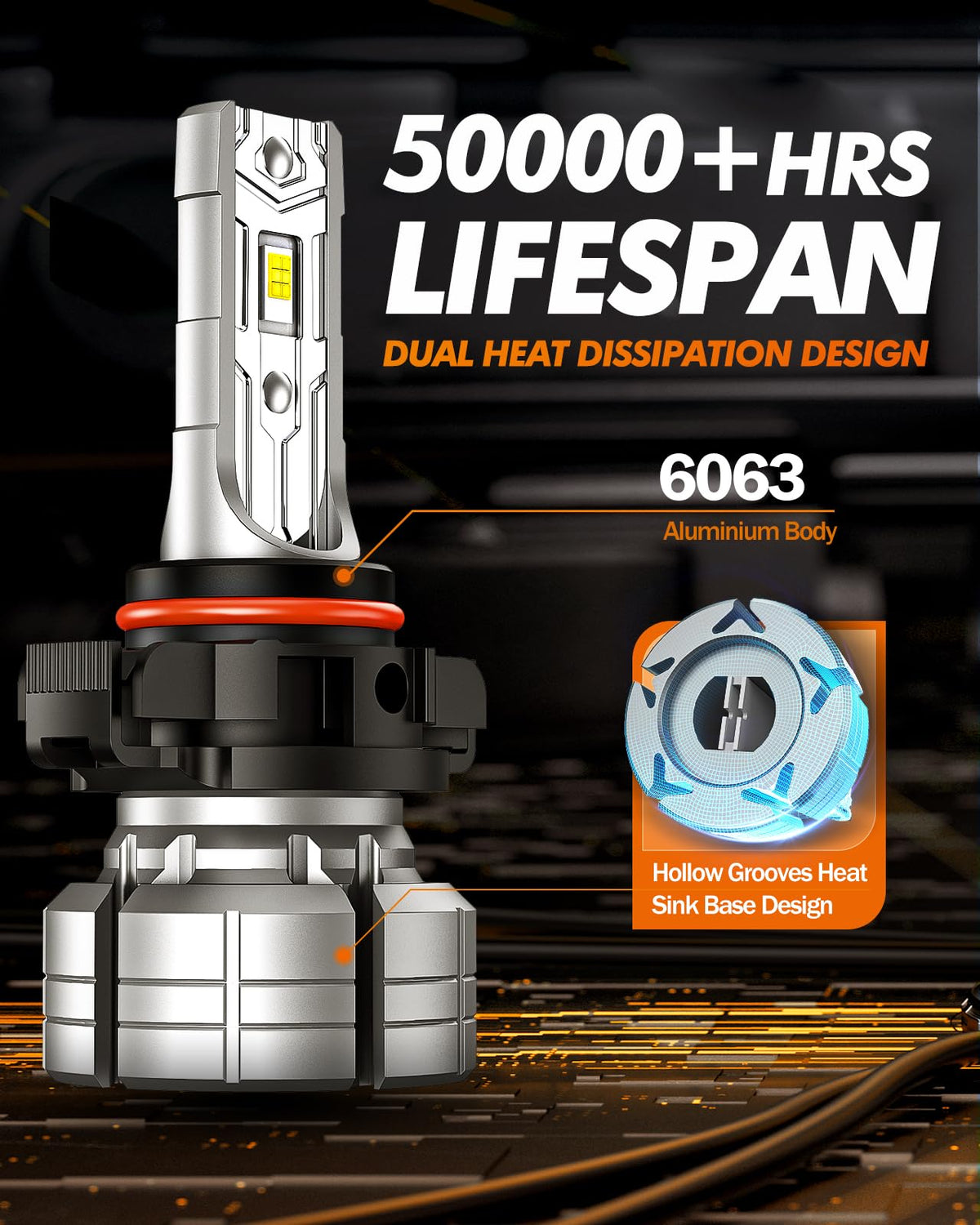 SEALIGHT H11/H16/H8 Yellow LED Fog Light Bulbs, 18000LM 3500K Yellow-2 Pack