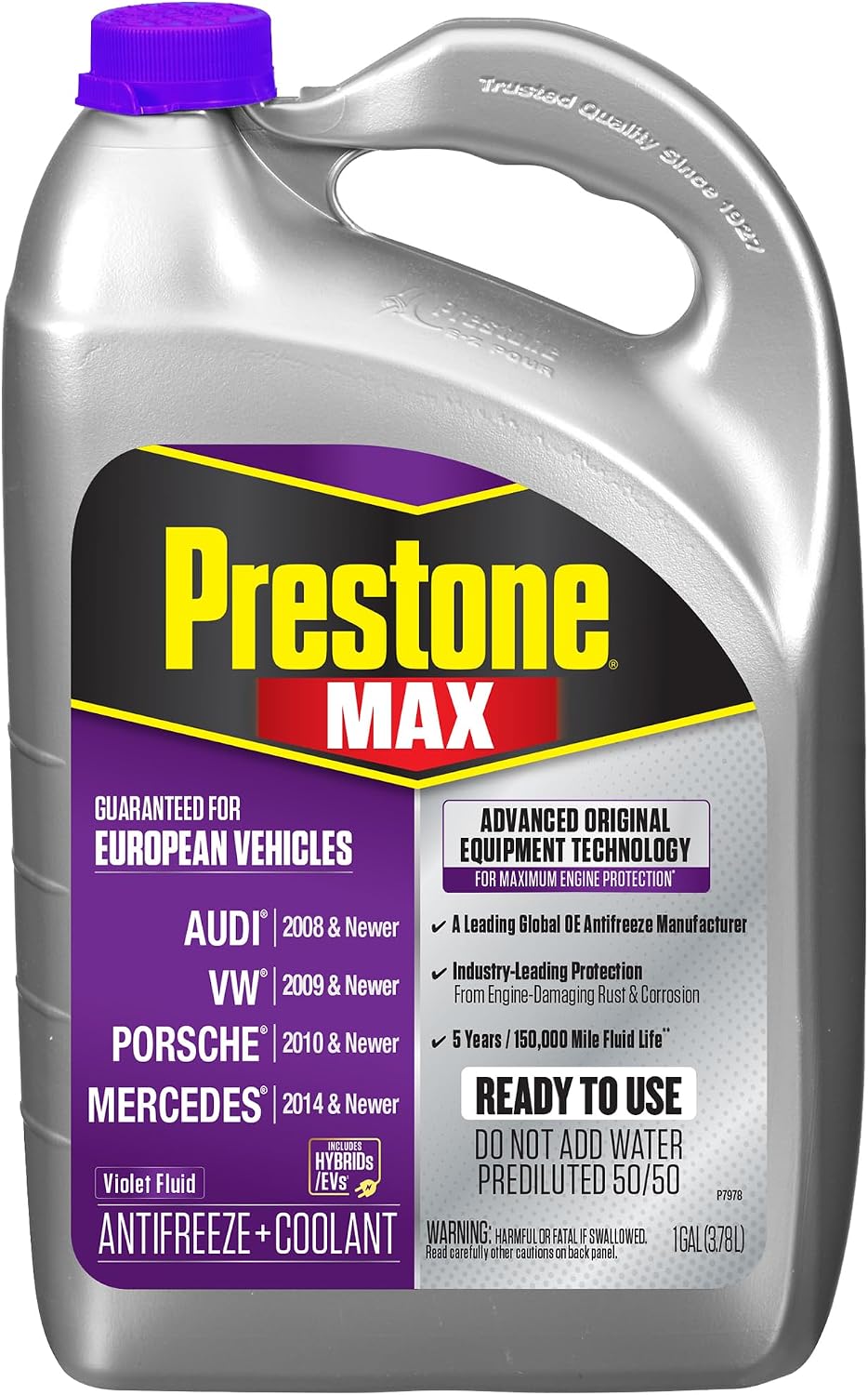 Prestone MAX Euro Violet 50/50 Antifreeze Automotive Coolant, Pack of One